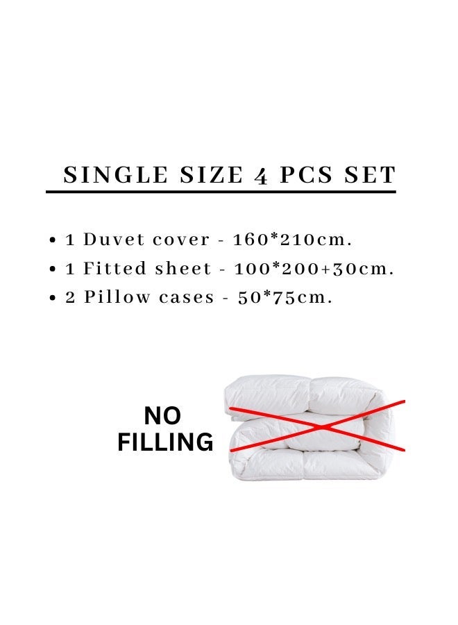 LUNA Home Single size 4 piece set  (1 Duvet cover - 160*210cm.1 Fitted sheet - 100*200+30cm. 2 Pillow cases - 50*75cm.), Bedding set without filler for kids bedroom, with marble pattern. - Image 2